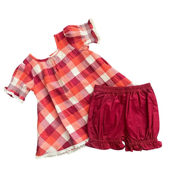 Well Dressed Wolf Other - Well Dressed Wolf 3T Orchard Plaid Tunic and Blooms Cottagecore Maroon Hoakies